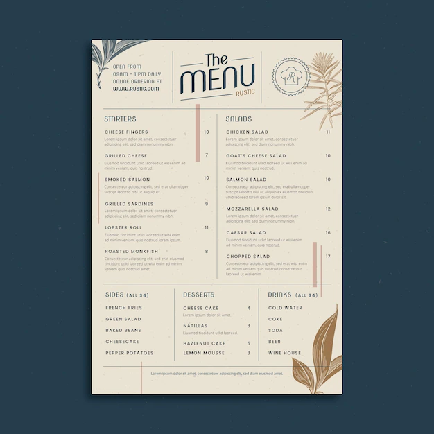 Free Vector | Engraving hand drawn rustic restaurant menu template