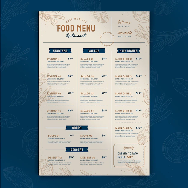 Free Vector | Engraving hand drawn rustic restaurant menu