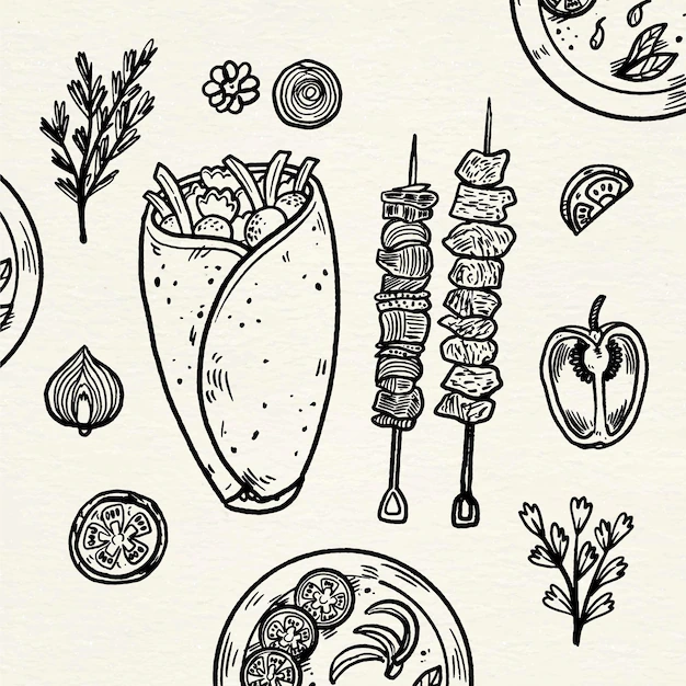 Free Vector | Engraving hand drawn shawarma illustration