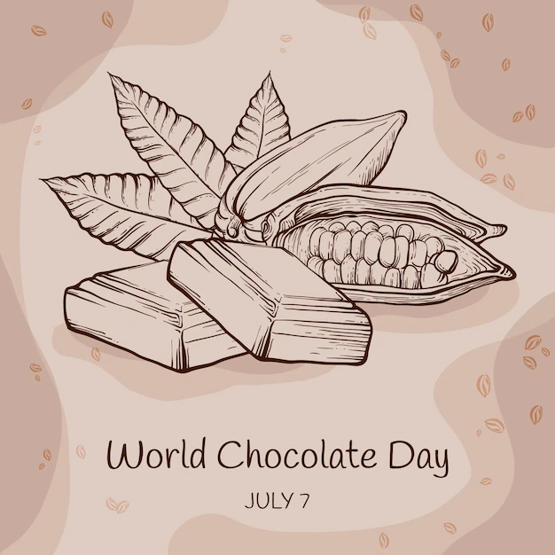 Free Vector | Engraving hand drawn world chocolate day illustration