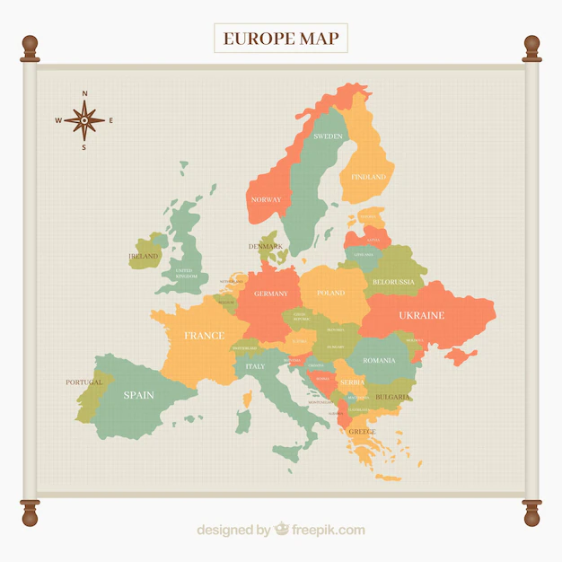 Free Vector | Europe map in soft tones