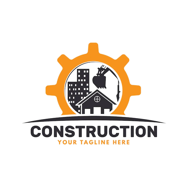 Free Vector | Excavator and construction logo with buildings