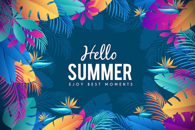 Free Vector | Exotic colourful leaves summer time background