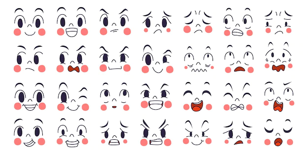 Free Vector | Expression of emotion concept set. cartoon illustration emotion face of human.