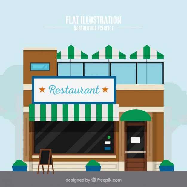 Free Vector | Facade restaurant in flat design