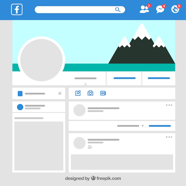 Free Vector | Facebook web interface with minimalist design