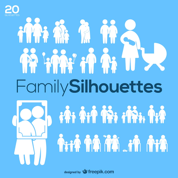 Free Vector | Family silhouettes pack