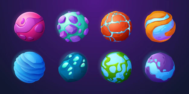 Free Vector | Fantasy planets in outer space for ui galaxy game