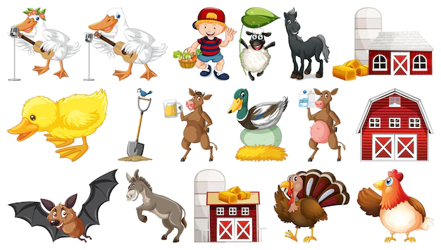 Free Vector | Farm animal set on white background