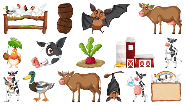 Free Vector | Farm animals set on white background