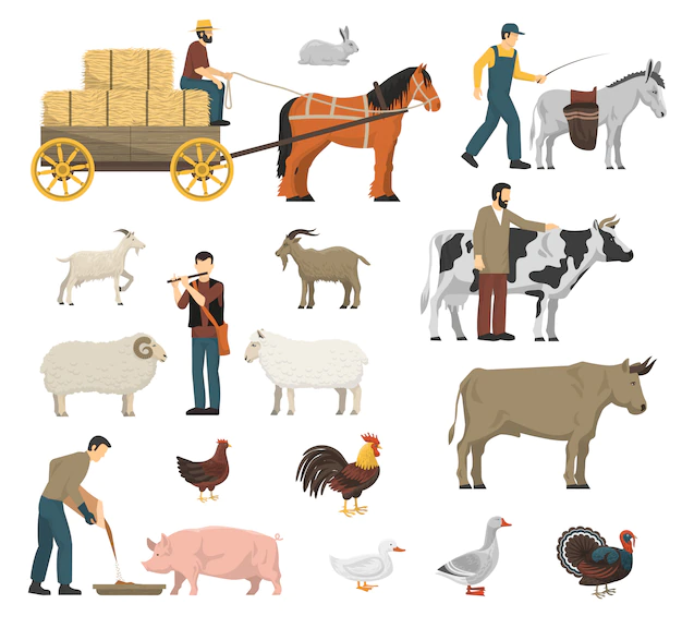 Free Vector | Farm animals set