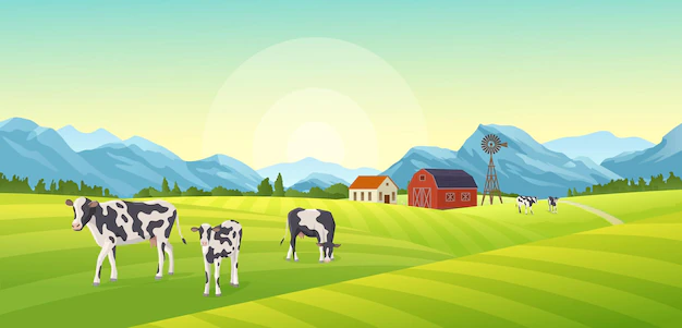Free Vector | Farm summer landscape illustration