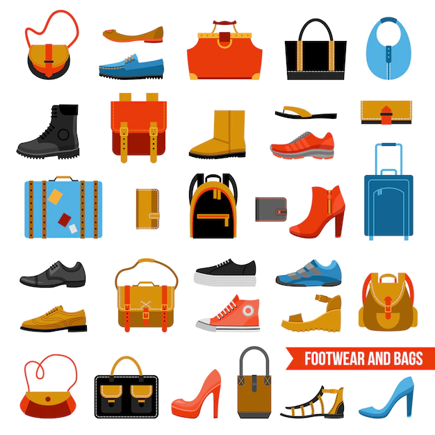 Free Vector | Fashion footwear and bags set