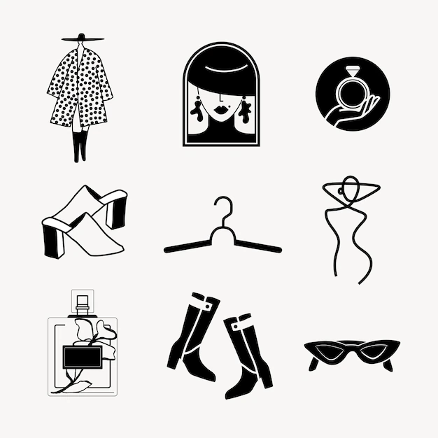 Free Vector | Fashion logo elements, black and white vector sticker design set