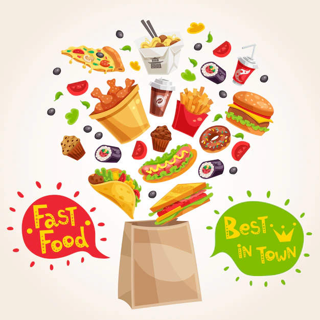 Free Vector | Fast food advertising composition