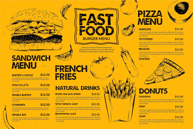 Free Vector | Fast food menu template