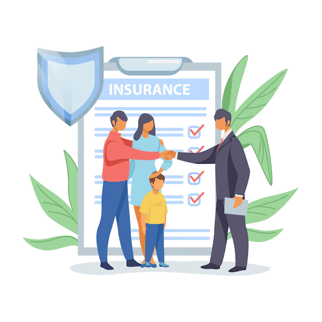 Free Vector | Father shaking hands with insurance agent