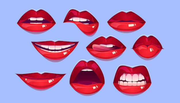 Free Vector | Female red lips set