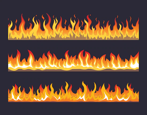 Free Vector | Fire flame seamless set. burn hot, warm heat energy, flammable fiery
