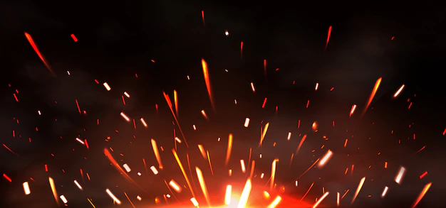 Free Vector | Fire sparks of metal welding, fire burning