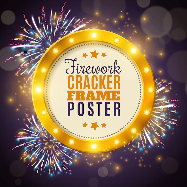Free Vector | Firework cracker frame colorful background poster