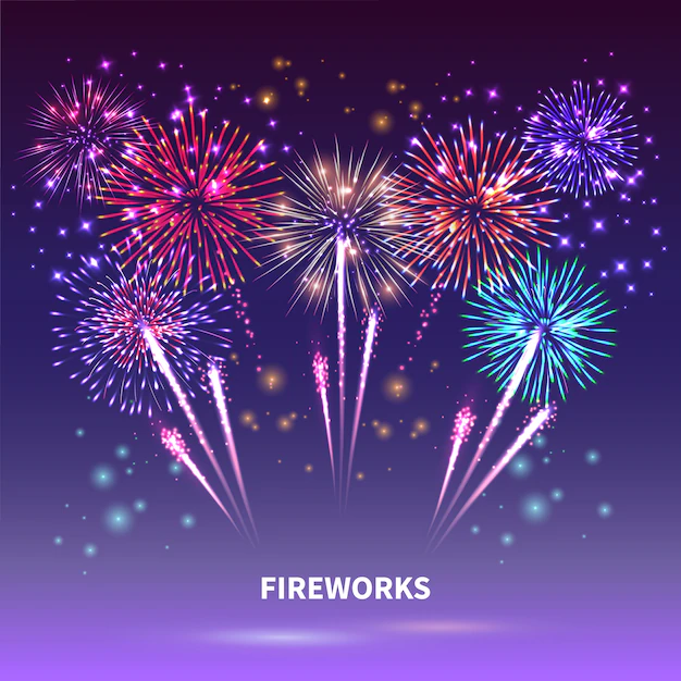 Free Vector | Fireworks show  composition
