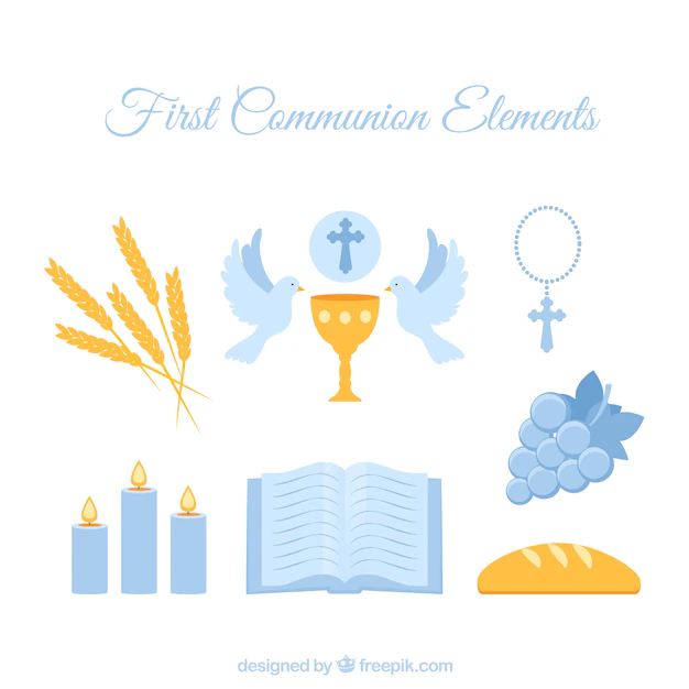 Free Vector | First communion blue elements