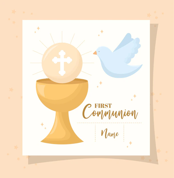 Free Vector | First communion items illustration with lettering