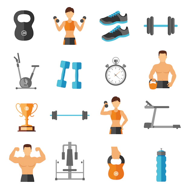 Free Vector | Fitness flat style icons set
