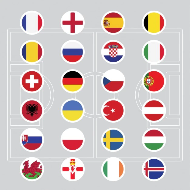 Free Vector | Flags of euro 2016 football