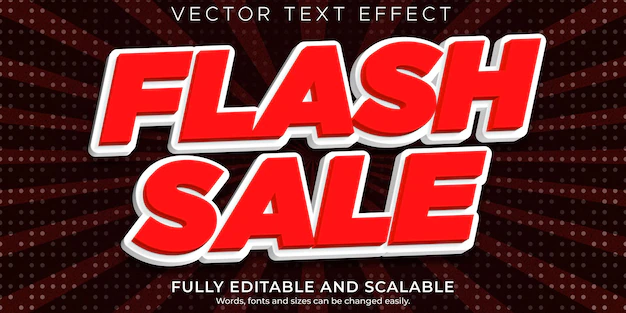 Free Vector | Flash sale text effect, editable shopping and offer text style