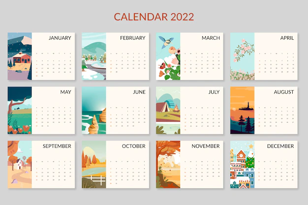 Free Vector | Flat 2022 calendar template