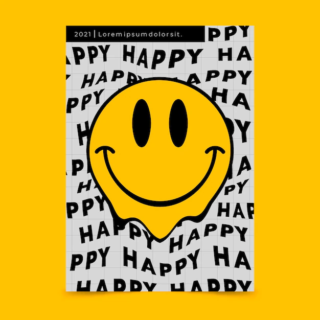 Free Vector | Flat acid emoji vertical poster template