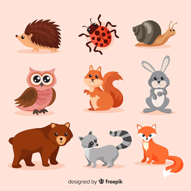 Free Vector | Flat autumn forest animal collection