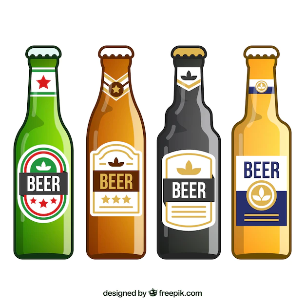 Free Vector | Flat beer bottle collection with label