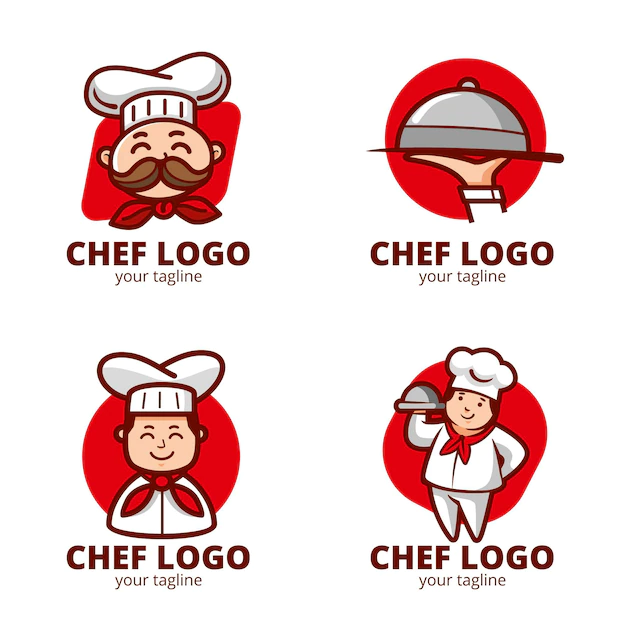 Free Vector | Flat chef logo template collection