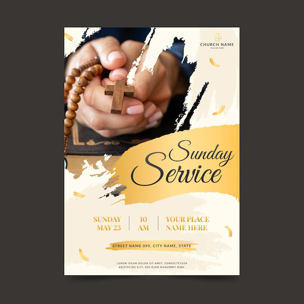 Free Vector | Flat church flyer with photo