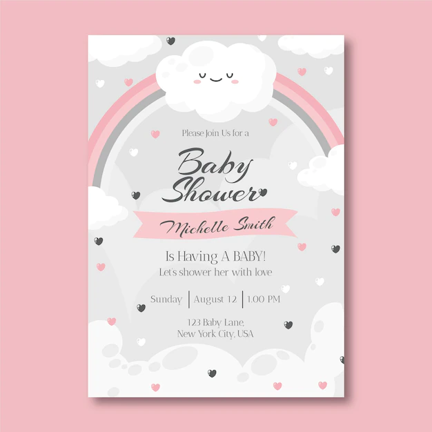 Free Vector | Flat chuva de amor baby shower invitation template