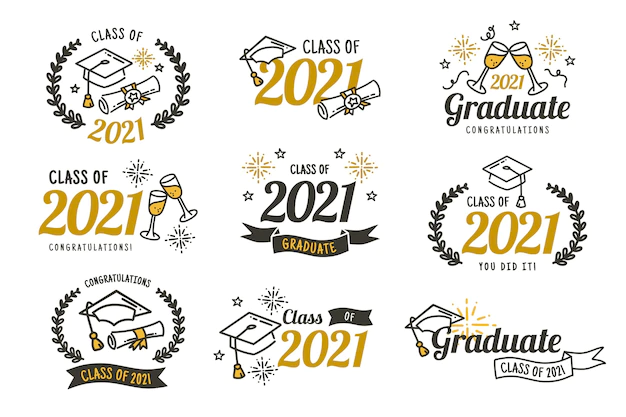 Free Vector | Flat class of 2021 badge collection