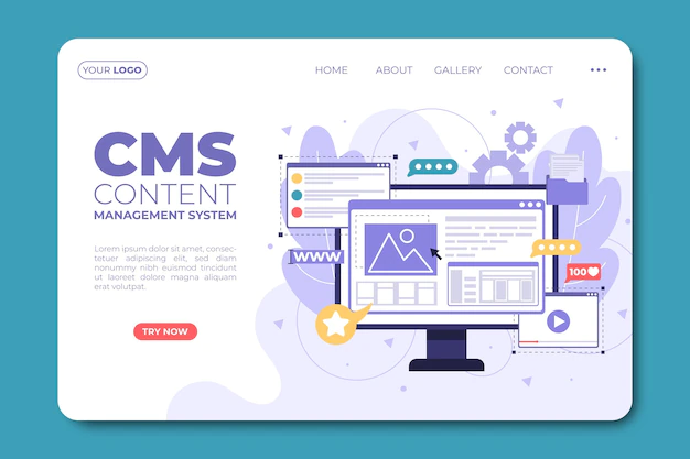 Free Vector | Flat cms content landing page