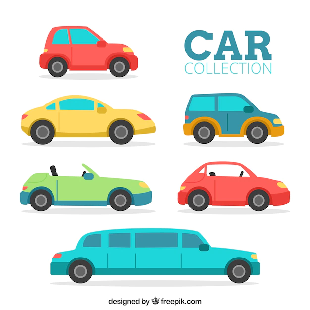 Free Vector | Flat collection of six colored cars