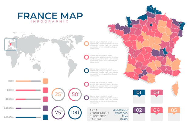 Free Vector | Flat design infographic map of france and europe