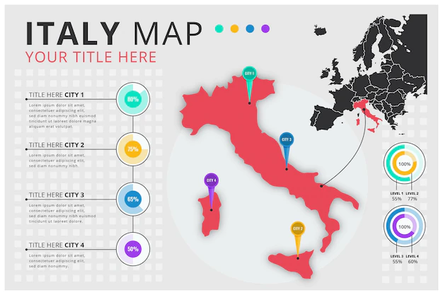 Free Vector | Flat design infographic map of italy and europe