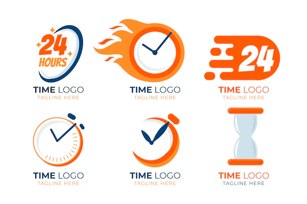 Free Vector | Flat design time logos pack