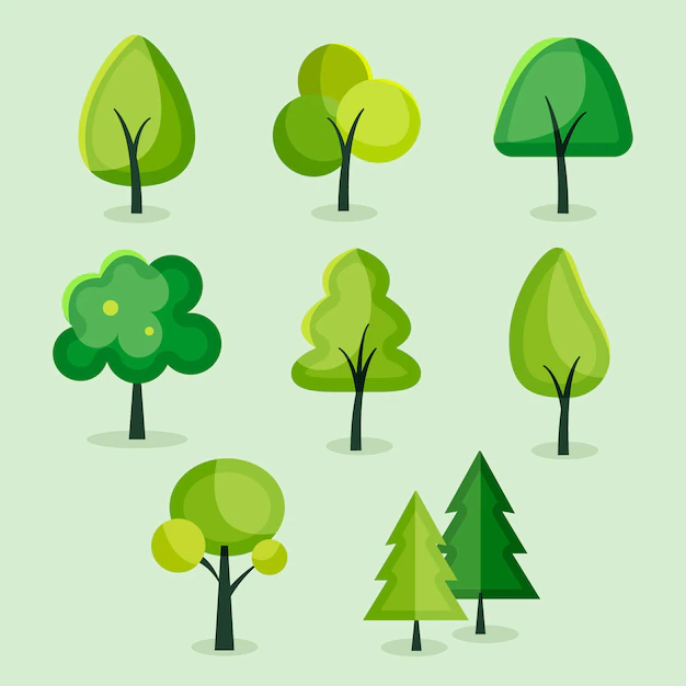 Free Vector | Flat design type of trees collection
