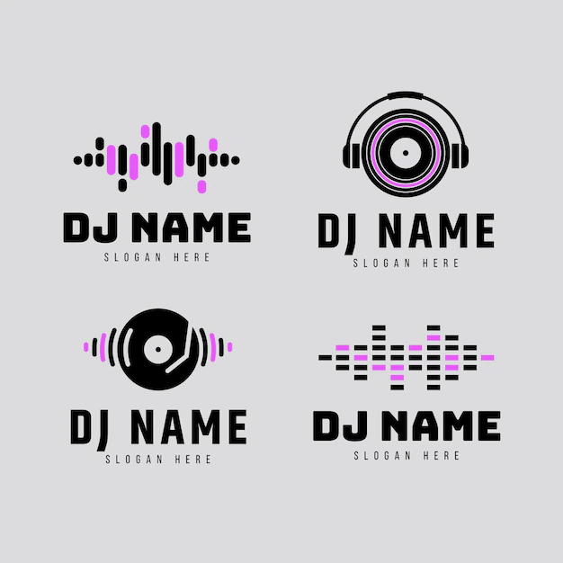 Free Vector | Flat dj logo collection