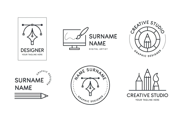 Free Vector | Flat graphic designer logo collection