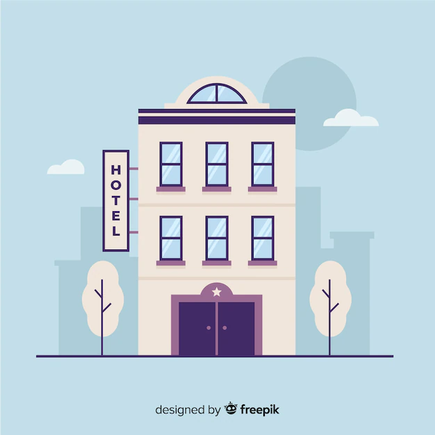 Free Vector | Flat hotel building in town