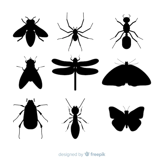 Free Vector | Flat insect silhouette collection