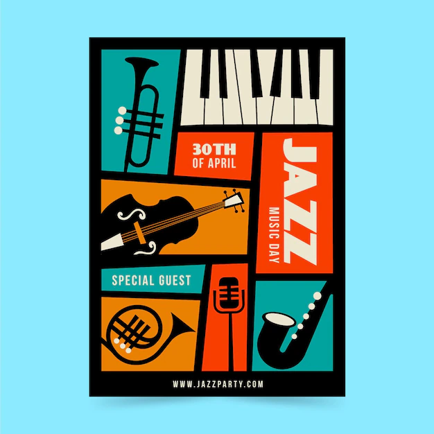 Free Vector | Flat international jazz day poster template